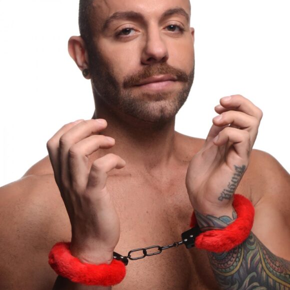 Cuffed In Fur Furry Handcuffs - Red - Image 2